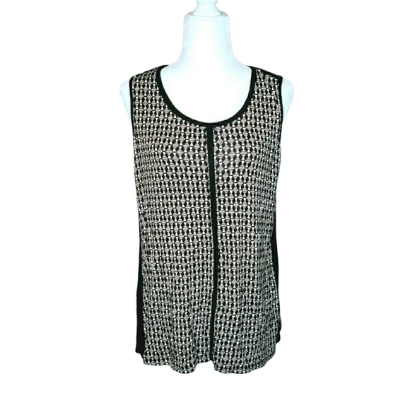 Sejour Black & White Sleeveless Geo Print Stretchy Blouse Women's 0X Fits XL-1X - Picture 1 of 7